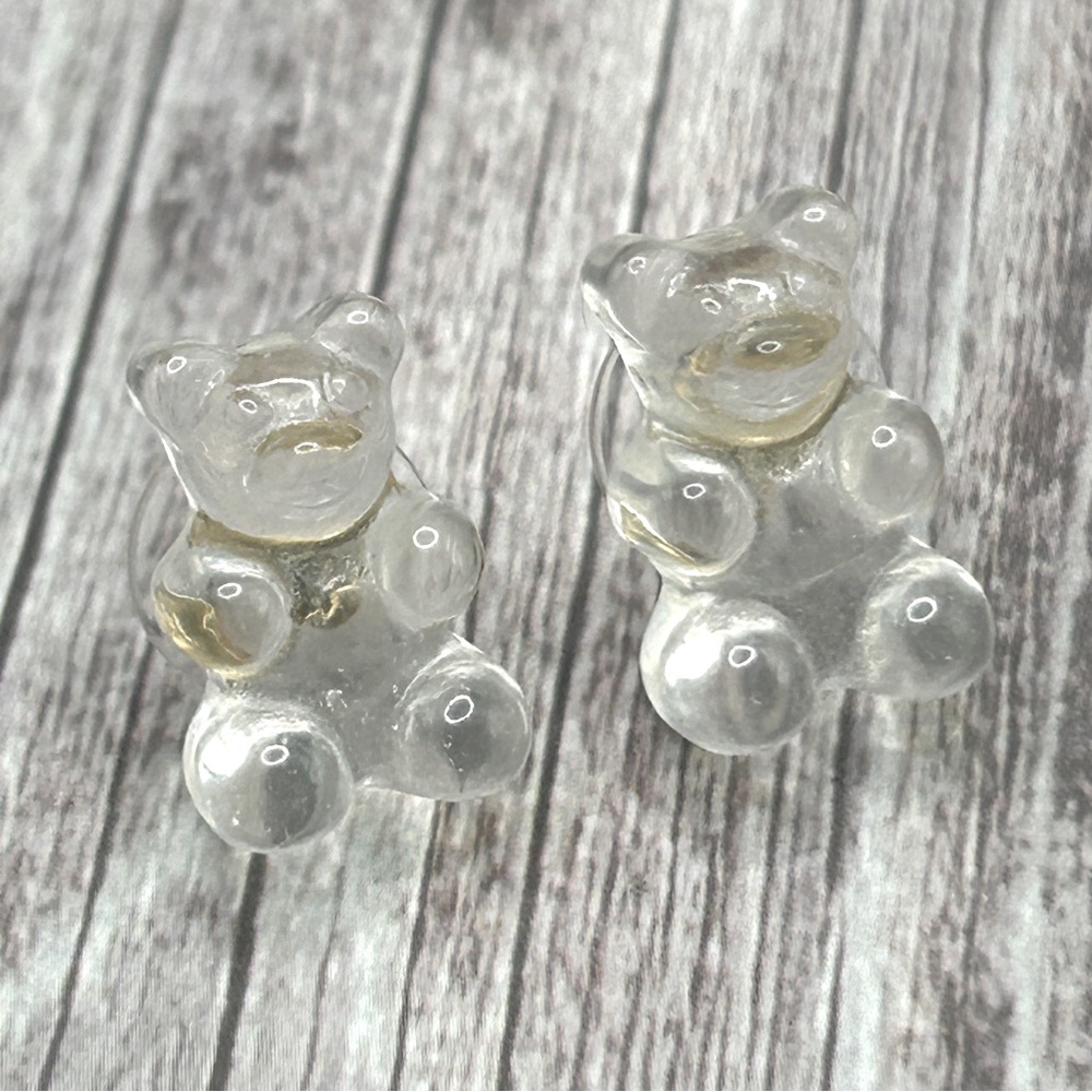 🧸NEW Gummy Bear Enamel Stud Earrings Clear Transluscent